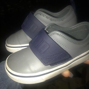 Gray and blue Puma sneakers